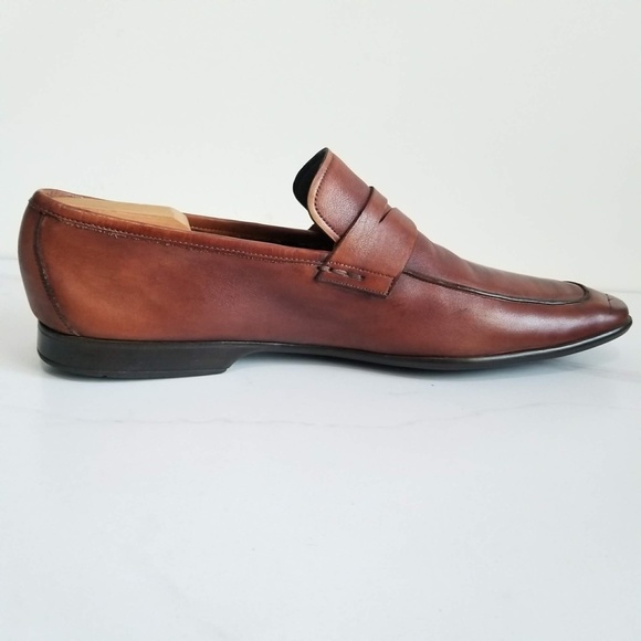 Magnanni Ramiro Brown Leather Penny Loafers Dress Shoes Men's Slip On - Picture 8 of 13